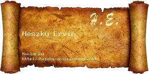Heszky Ervin névjegykártya