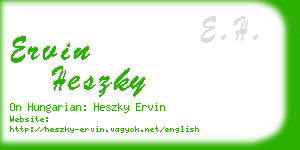 ervin heszky business card